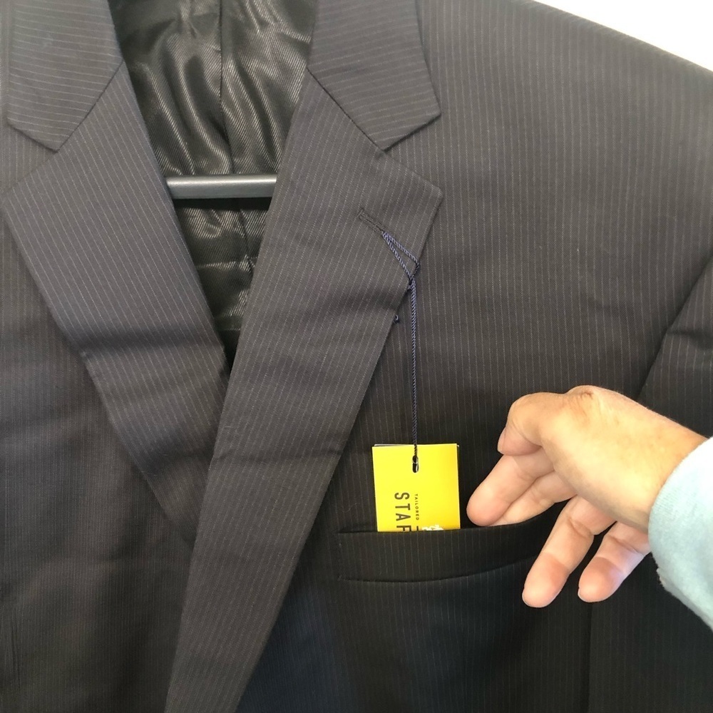Stafford® Executive Super 100 Wool Classic Black Blazer Suit Jacket 54 B&T BLong - Picture 3 of 16